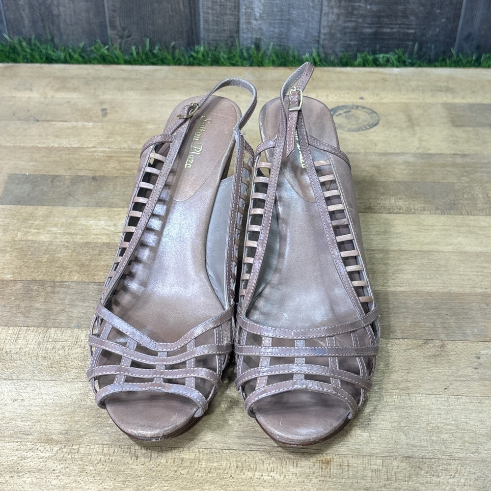 Vintage Sutton Plaza Women's 8.5 M Strappy Slingback Wedge Sandals 80s 90s